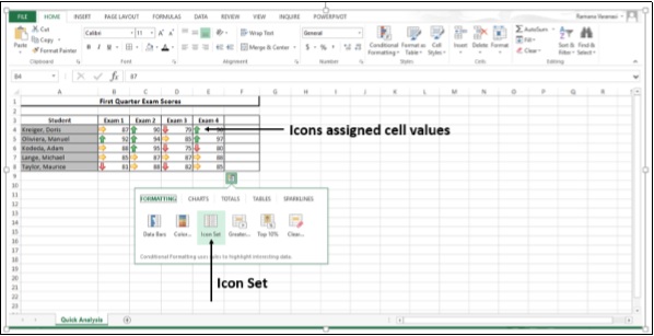أيقونة مجموعة الأيقونات في اكسل2013