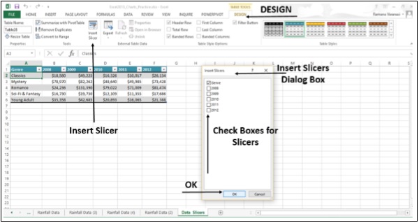 أيقونة ادراج جدول في اكسل2013