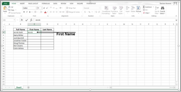 عمود لادخال الاسماء الأولى في اكسل2013