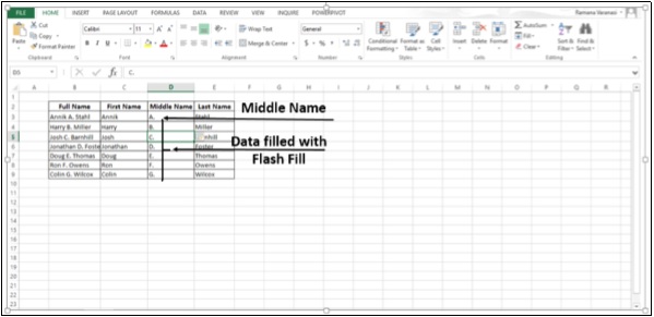 أعمدة ادخال الاسماء المتوسطة في اكسل2013