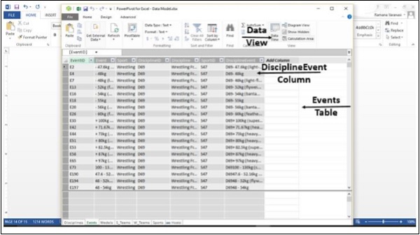 التحقق من عمود DisciplineEvent في اكسل2013