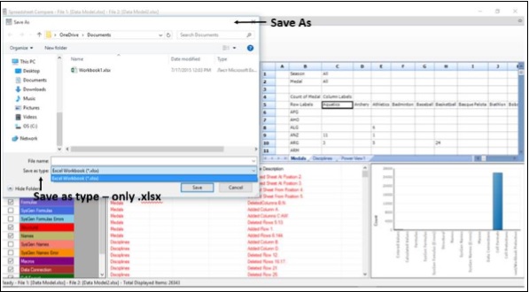 نافذة فتح باسم في اكسل2013