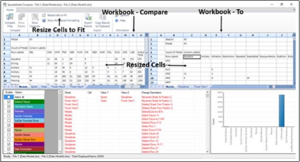 عرض محتويات الخلية في ملفات المقارنة في اكسل2013