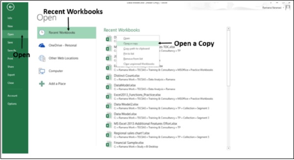 انشاء نسخة من ملف في اكسل2013