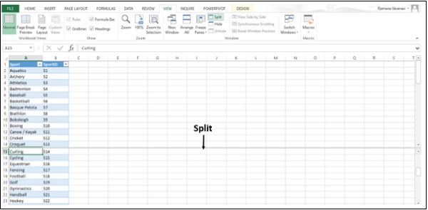 شكل الانقسام في اكسل2013