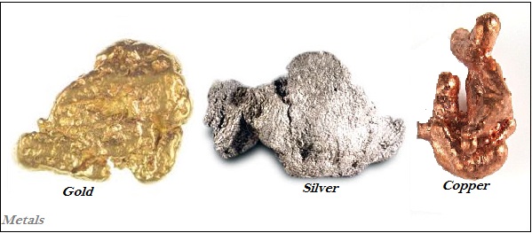 أنواع المعادن الذهب والفضة والنحاس